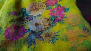 Floral Print Yellow Saree