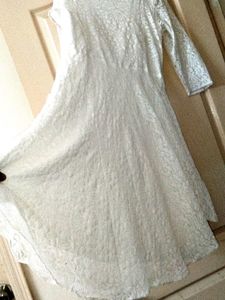 Anarkali White Net Kurti
