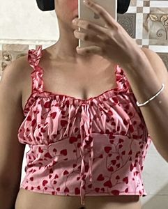 Shein Valentines Day Pink Red Heart Crop Top Tank