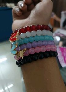 Heart Charm Beaded Bracelets Stack