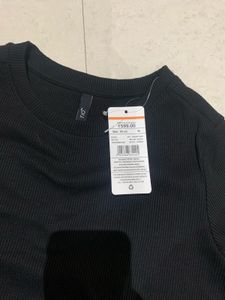 Black Ribbed Knit Top - Size Medium