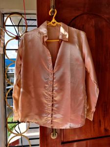 Premium Satin Shirt (Golden Beige)