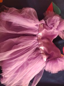 Fancy Lavender Soft Net Baby Girl Frok