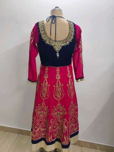 Pink &amp; Navy Embellished Kurti