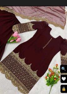 Maroon Embroidered Salwar 3pscSuit