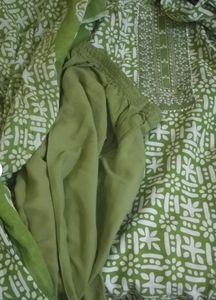 Green Printed Kurta Set