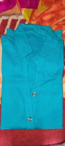 Blue Collared Button-Down Shirt