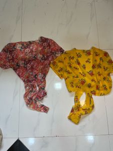 Combo of Floral Tie-Front Tops