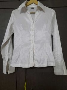 White Striped Button-Down Shirt