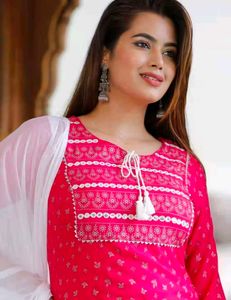 Elegant Pink Cotton Suit Set
