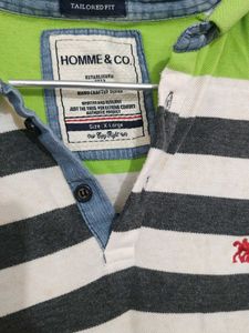Striped Green &amp; Grey Polo Shirt