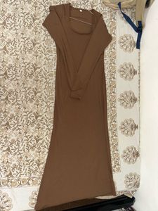 Brown Bodycon Maxi Dress – Size S (With Freebie)