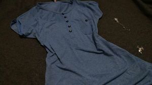 Fitted Preloved Top✨ Blue Half Sleeve