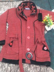 Girls Maroon Winter Coat