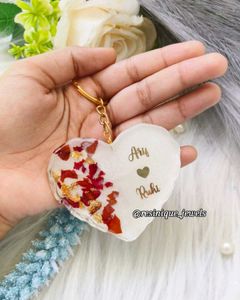 Rose Preserved Couple Name Keychain