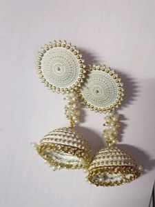 White Jhumka Earrings