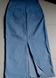 Straight Denim Midi Skirt