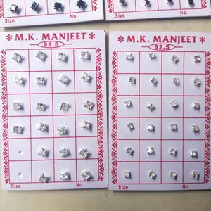 925Pure Silver Dimond Nose&amp;Ear Earings 1 pair