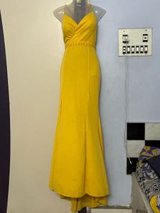 Pintrest Padded Yellow Tail Gown For Wedding Shoot