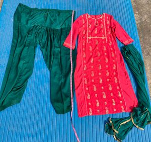 pink & Green Kurta Set
