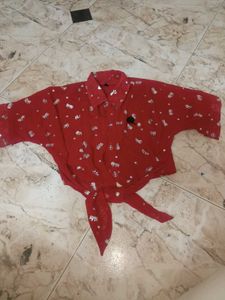 Red  Print Top