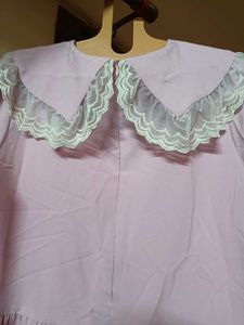 PINK TIERED DRESS WITH LACE COLLAR