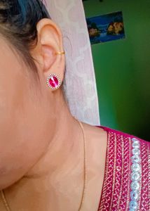 Oval Shaped Oxidised Earrings Studs