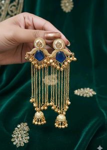 Blue Stone Jhumka Earrings