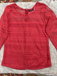 Coral Lace Top