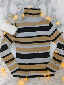 Gold Turtleneck Top