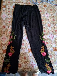 Floral Embroidered Pants