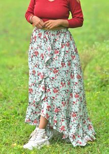 Beauty Floral Ruffle Maxi Skirt