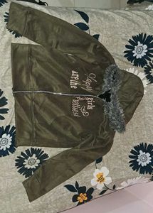 Olive Green Fur Hoodie