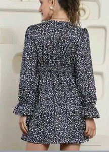 Spotted Print V-Neck Dress