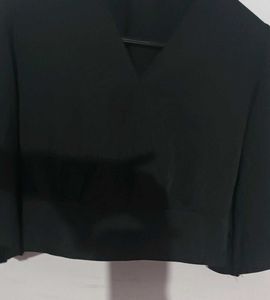 Black Flared Sleeves Crop Top