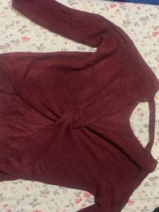 Burgundy Knotted Back Sweater