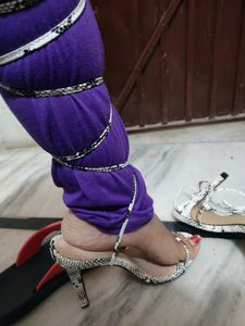 MEILIKELIN Snake Print Ribbon Heels