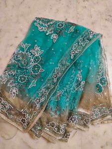 Net 2 Colour Saree With Paticot 🔥