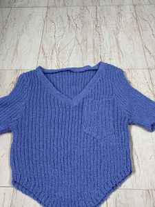 Blue Knit Top