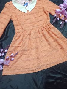 Vintage Dark Peach Lace Dress with collar
