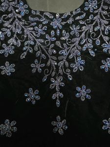 Dark Blue Velvet Sequen Blouse