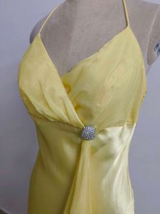 Yellow Halter Satin Gown