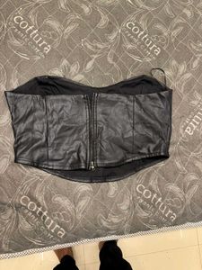 Black Faux Leather Tube Top