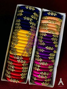 Colorful Silk Thread Bangles Set 12 pairs