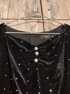 Black Velvet Embellished Top