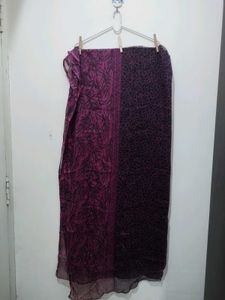 Dark Pink Fern Print Kurta Pajama Dupatta Black
