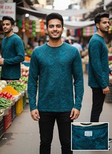 Green Printed Full Hand T-Shirt