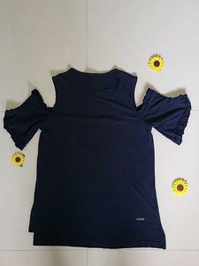 Roadster Blue Cold Shoulder Top