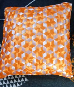 Hanmade Decorative Cushion with Geometric Ribbon W