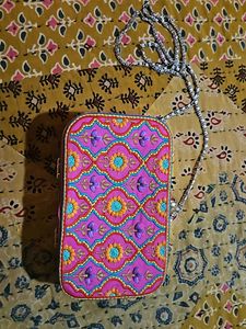 Embroidery Small Sling With Metal Belt